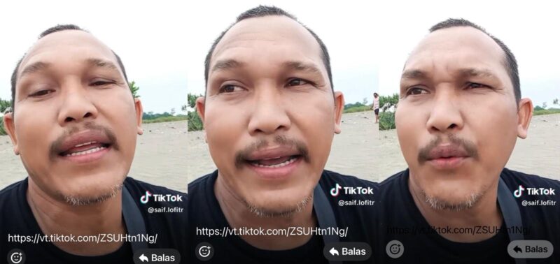Foto: Ekspresi sosok yang menuduh wartawan tak bisa dipercaya di akun TikTok Saif Lofirt. (Foto  tangkapan layar)